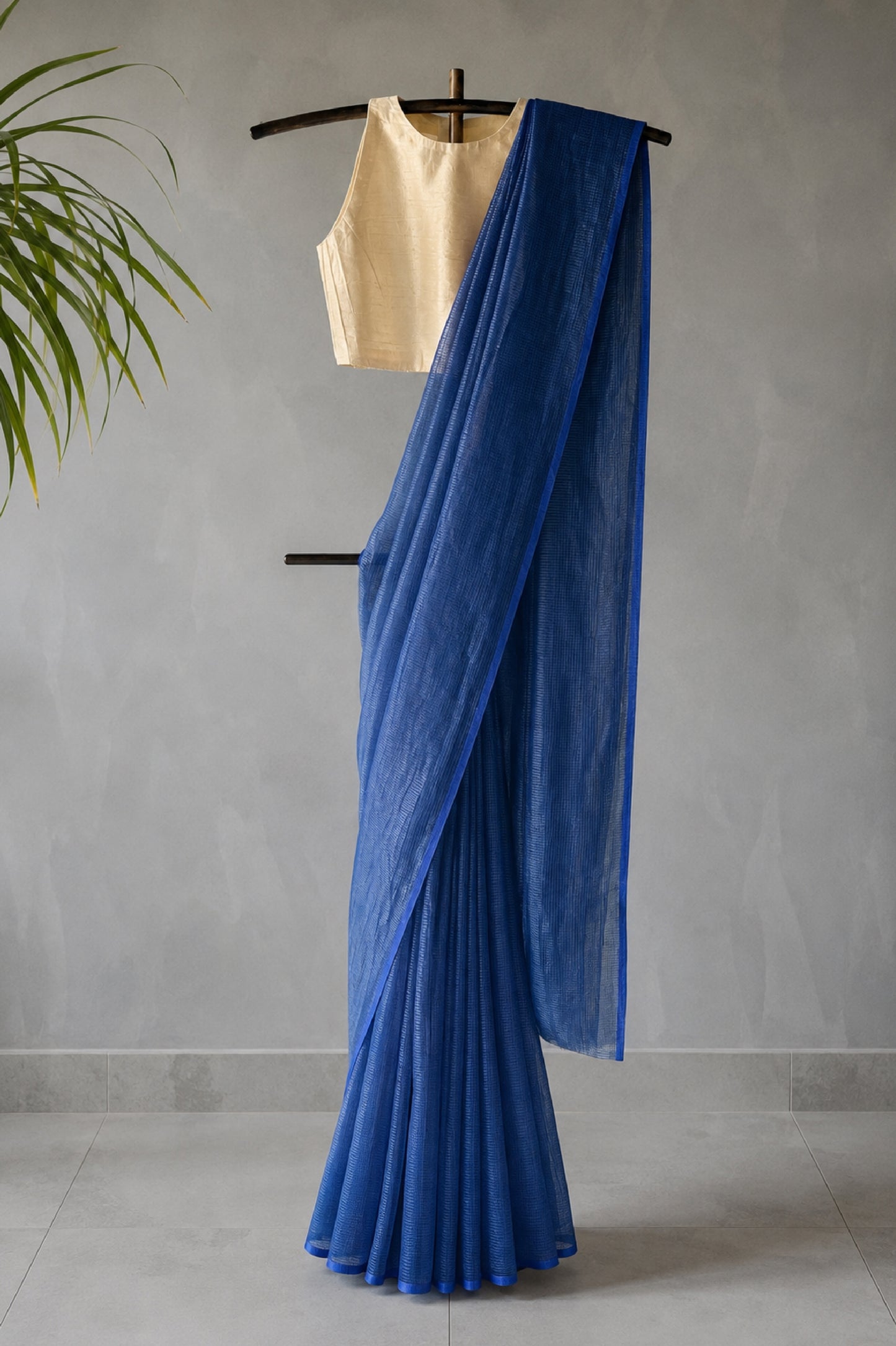 Cobalt Blue Tissue Silk Cotton Saree