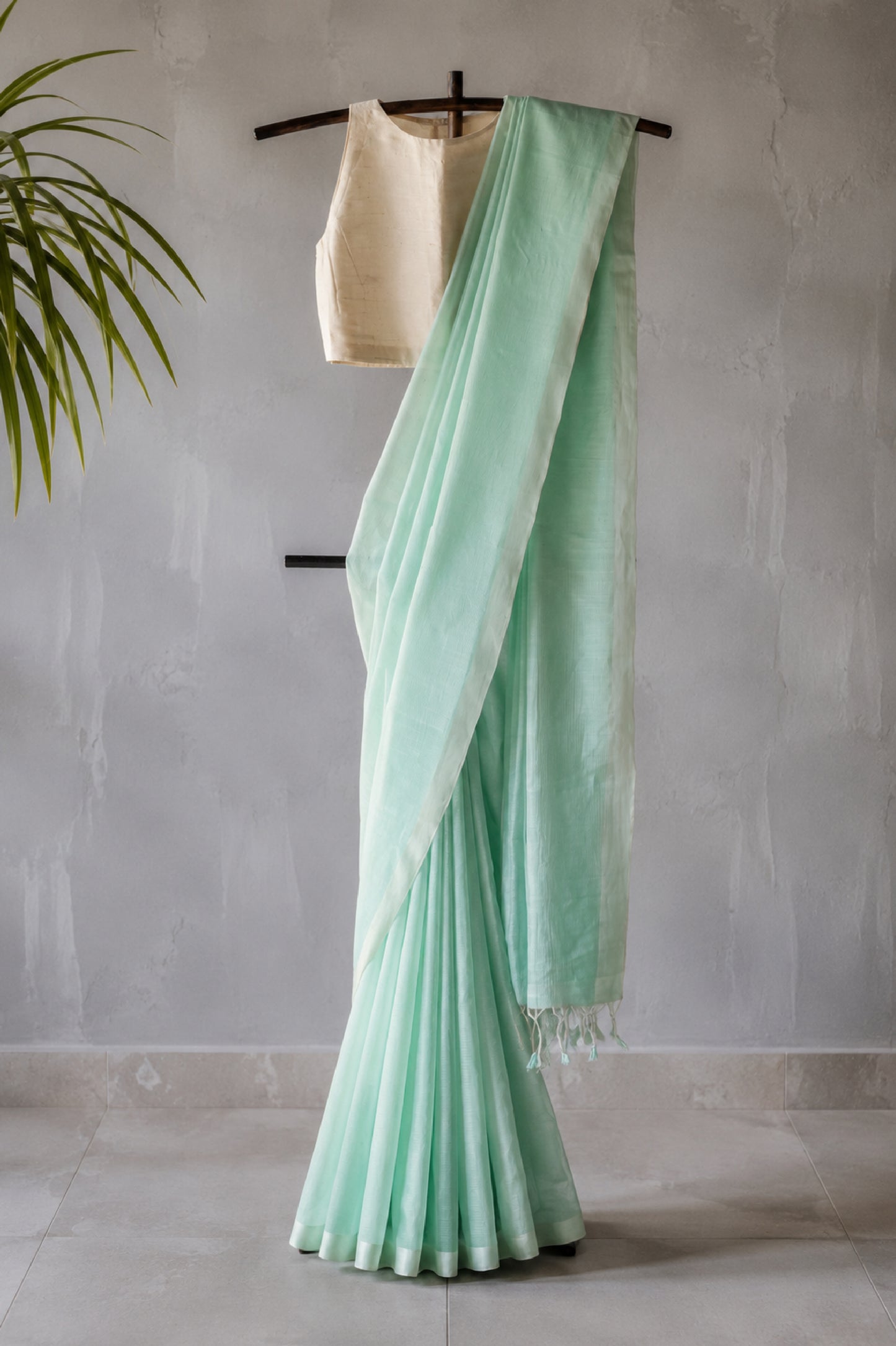 Lagoon bBue Mangalagiri Silk-Cotton Saree