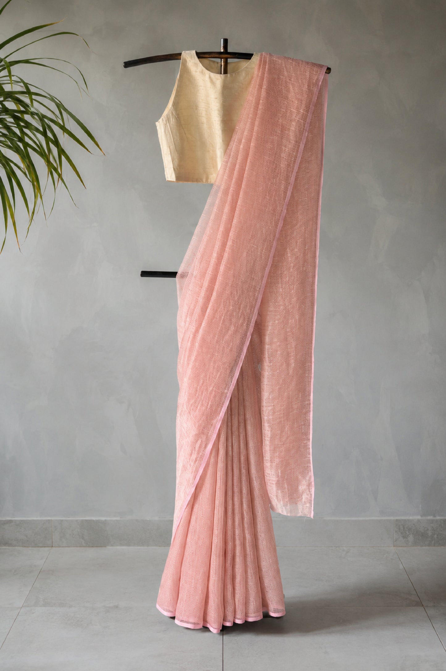 Blush Pink Tissue Silk Cotton Saree
