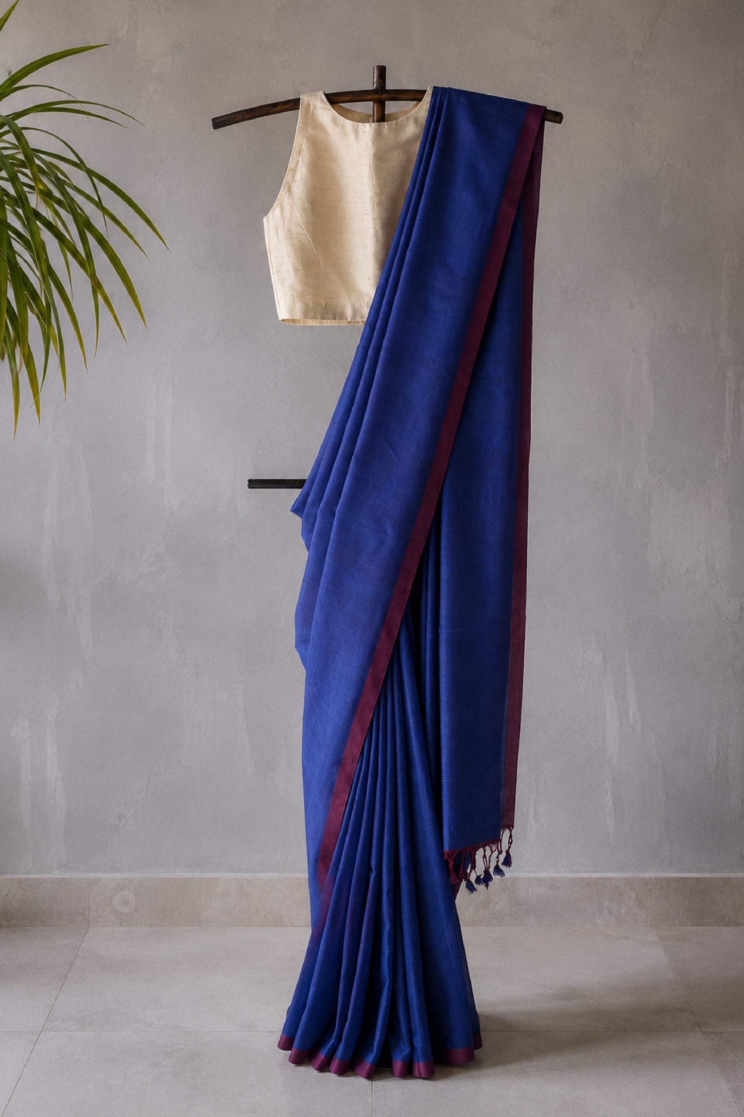 Peacock Blue and Rust Mangalgiri Silk Cotton Saree