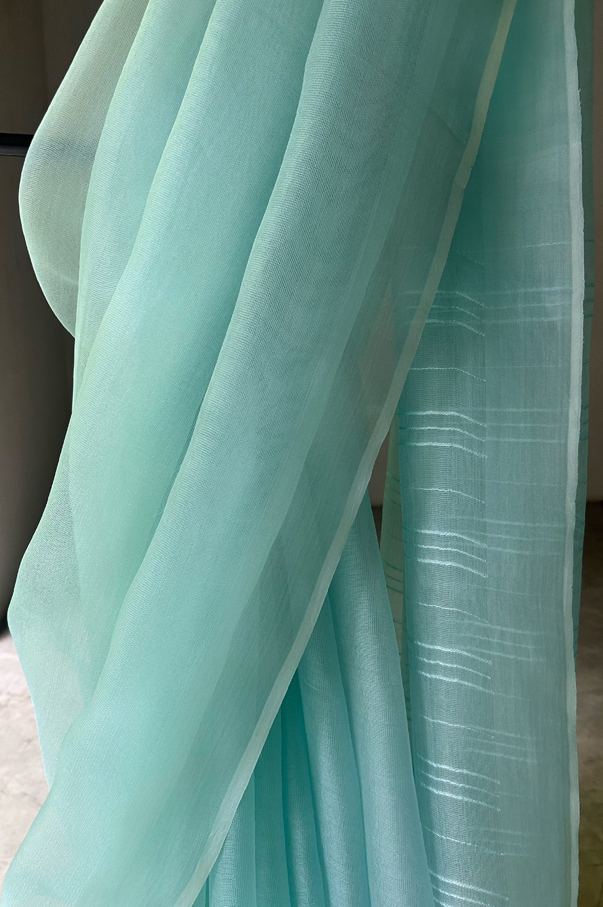 Light Blue Leno Silk Organza Saree
