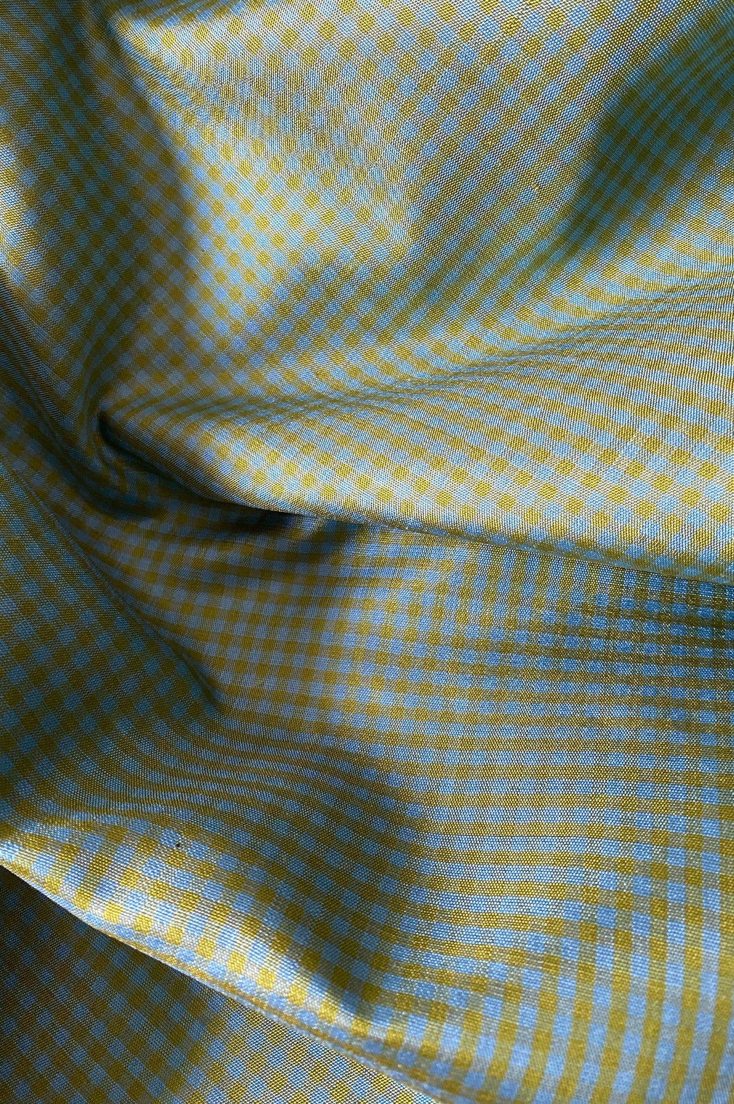Sky Blue and Leaf Green Micro-check Handwoven Silk with Pink Pallu Saree