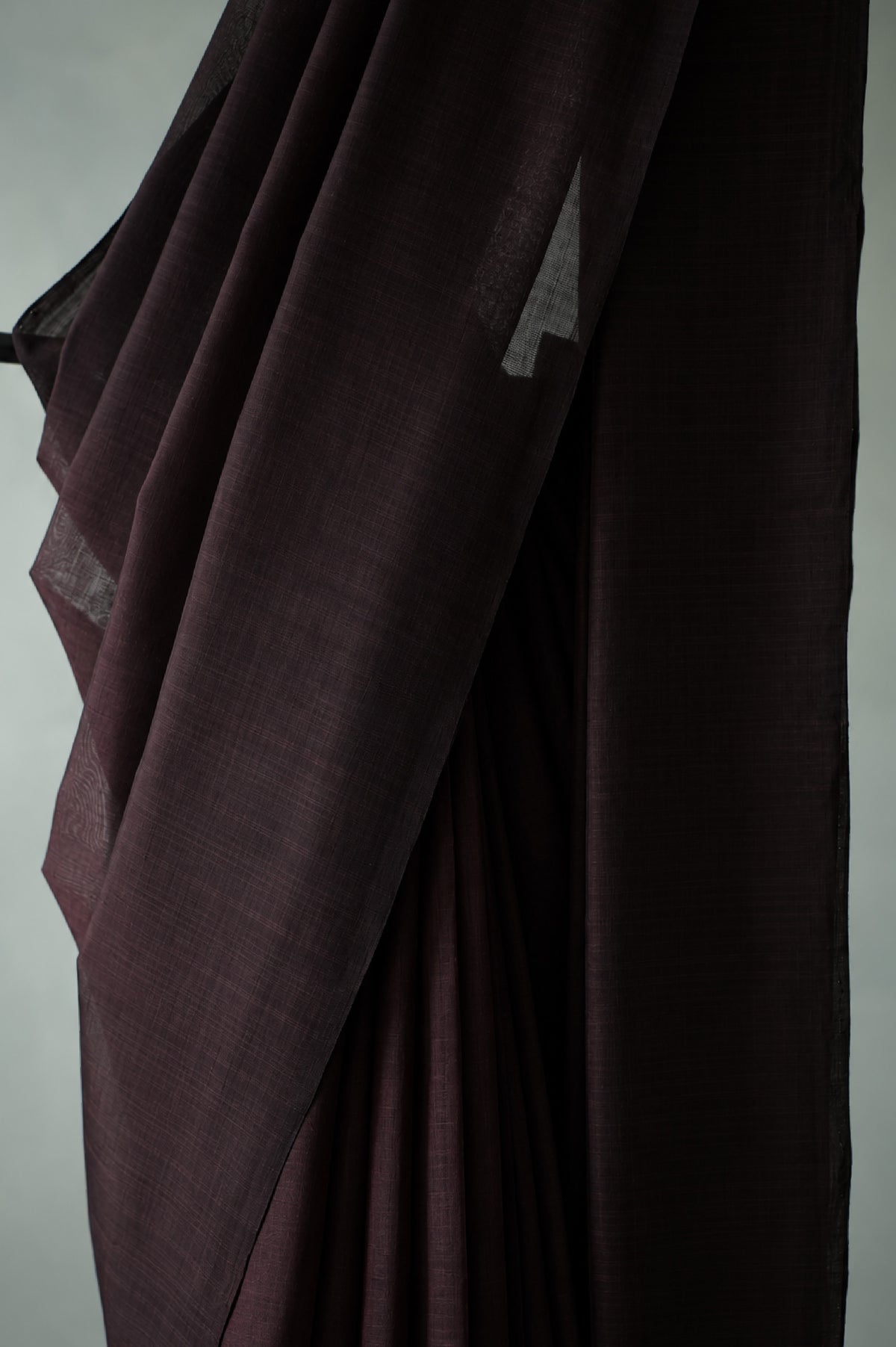 Dark Cocoa Brown Plain Mangalagiri Silk Cotton Saree