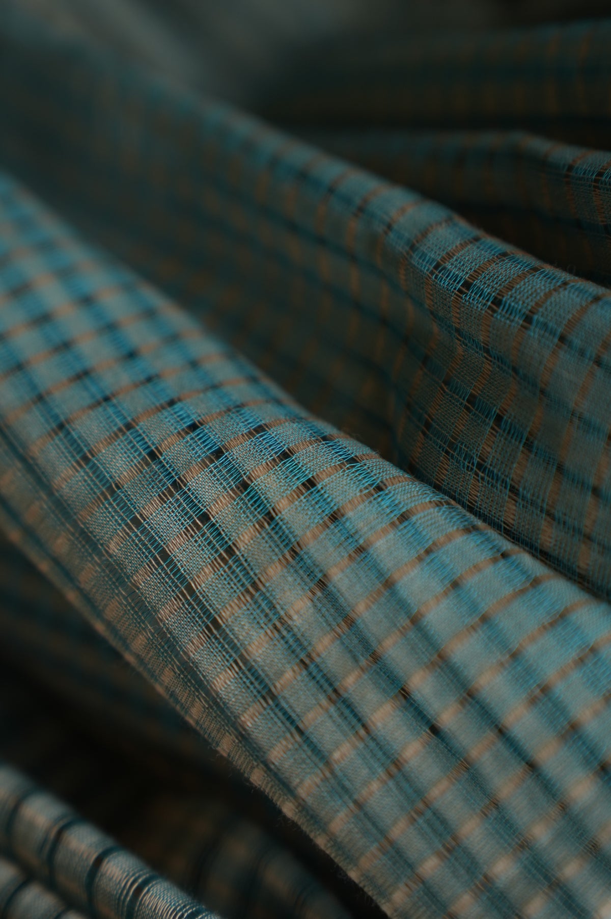 Light Grey Plain Mangalagiri Cotton with Teal Blue Border Saree