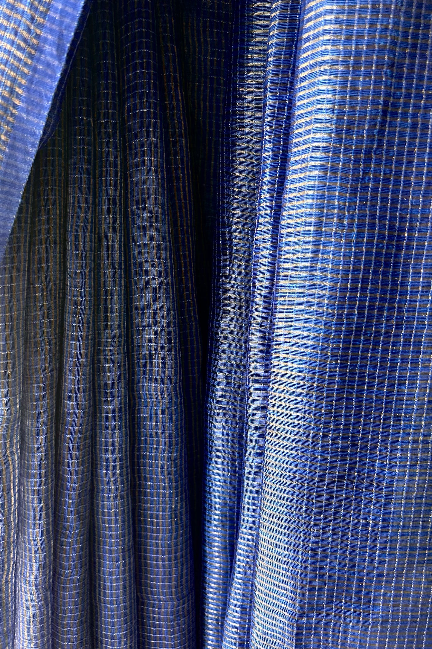 Cobalt Blue Tissue Silk Cotton Saree