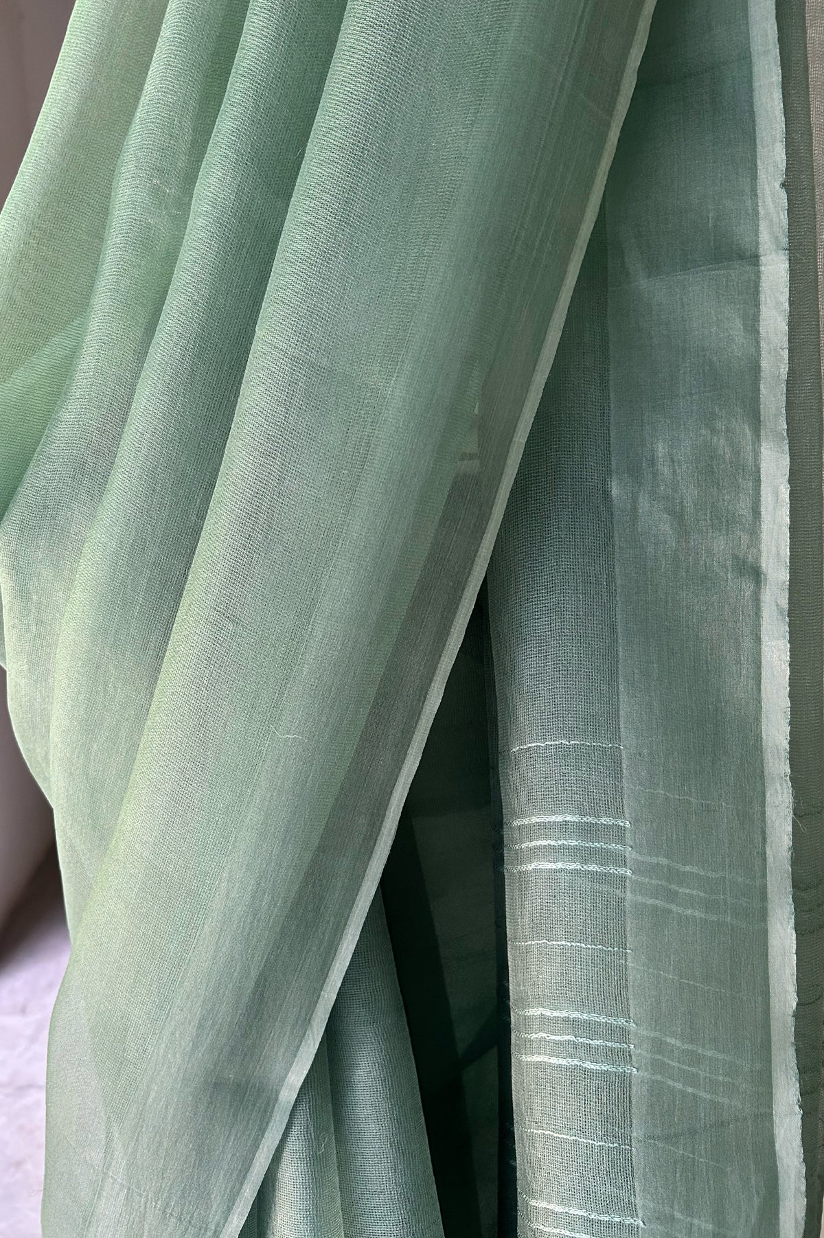 Jade Green Leno Silk Organza Saree