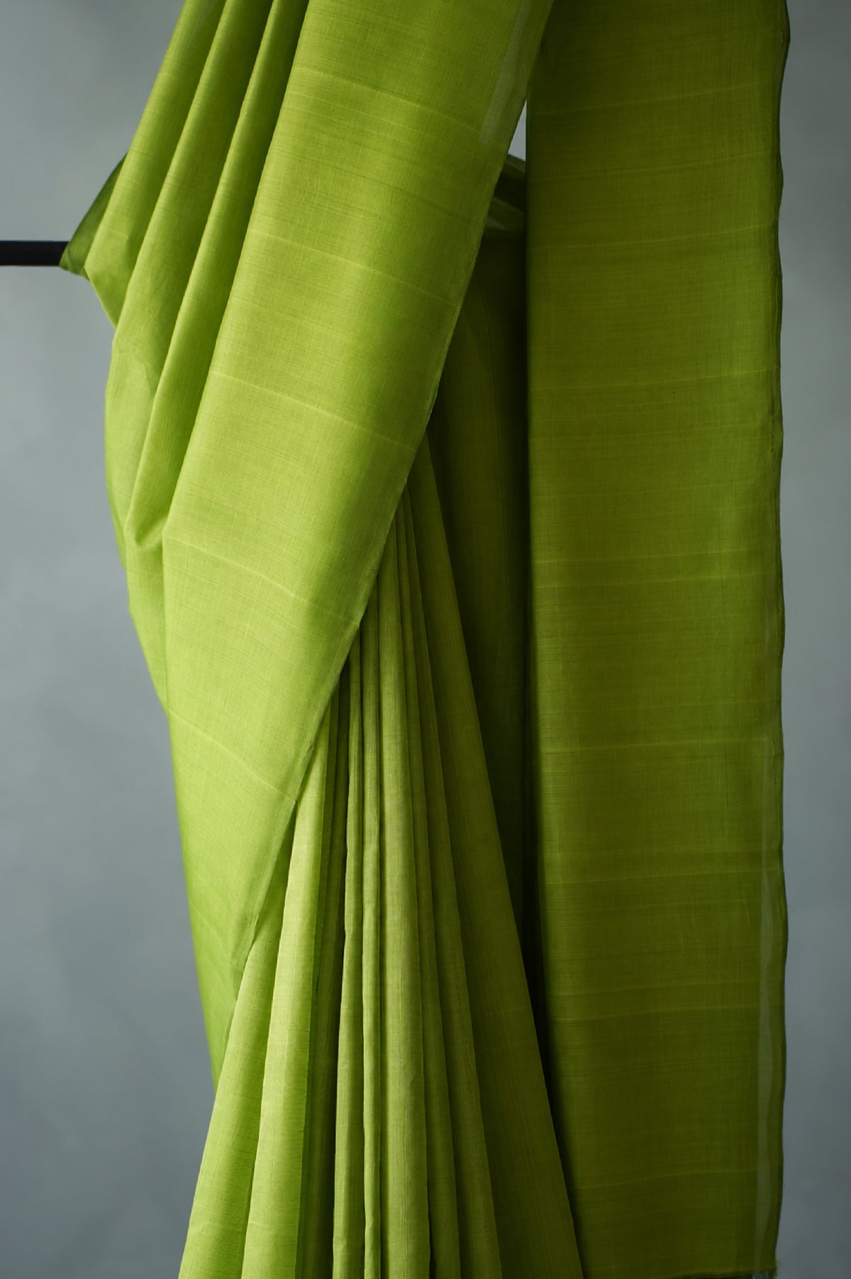 Parrot Green Plain Mangalagiri Silk Cotton Saree