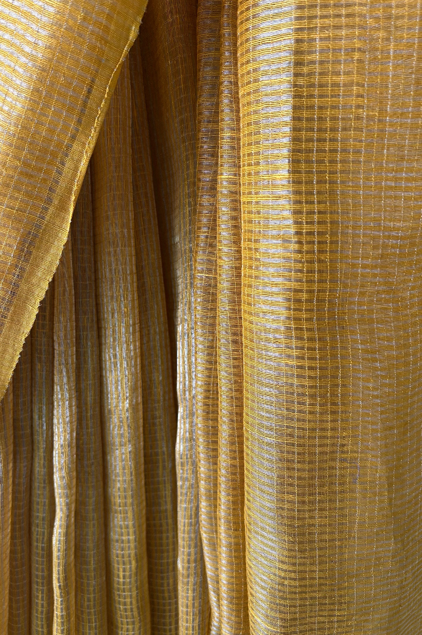 Marigold Yellow Tissue Silk Cotton Saree
