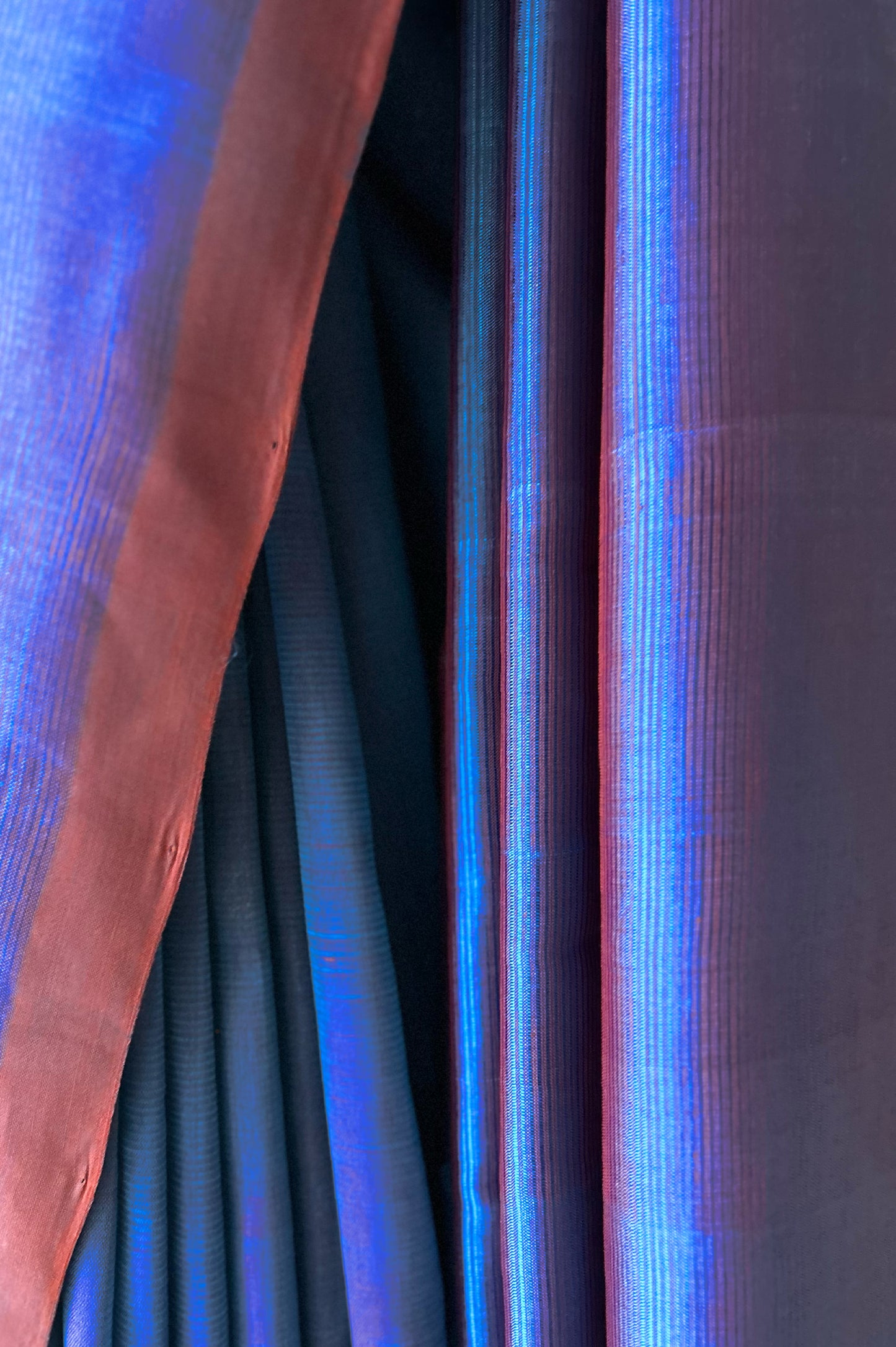 Peacock Blue and Rust Mangalgiri Silk Cotton Saree