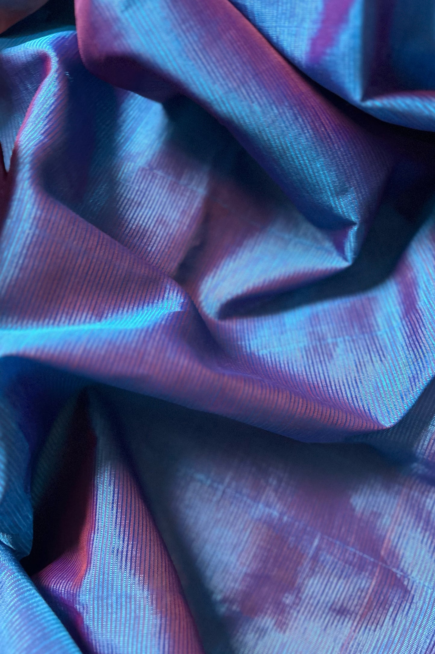 Peacock Blue and Rust Mangalgiri Silk Cotton Saree