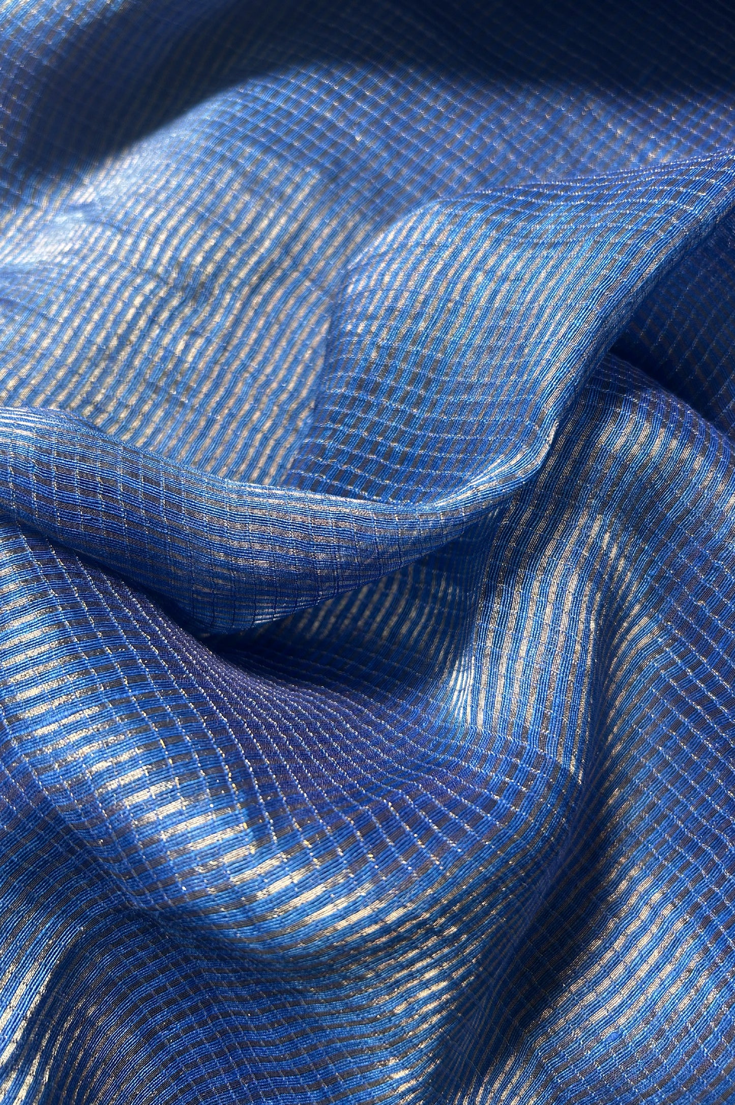 Cobalt Blue Tissue Silk Cotton Saree