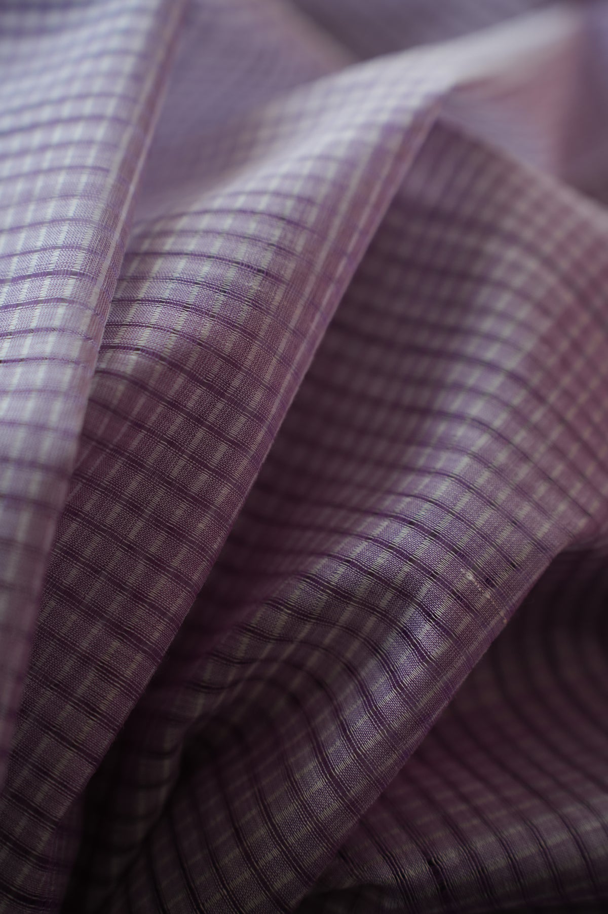 Lilac Plain Mangalagiri Cotton with Blue Border Saree