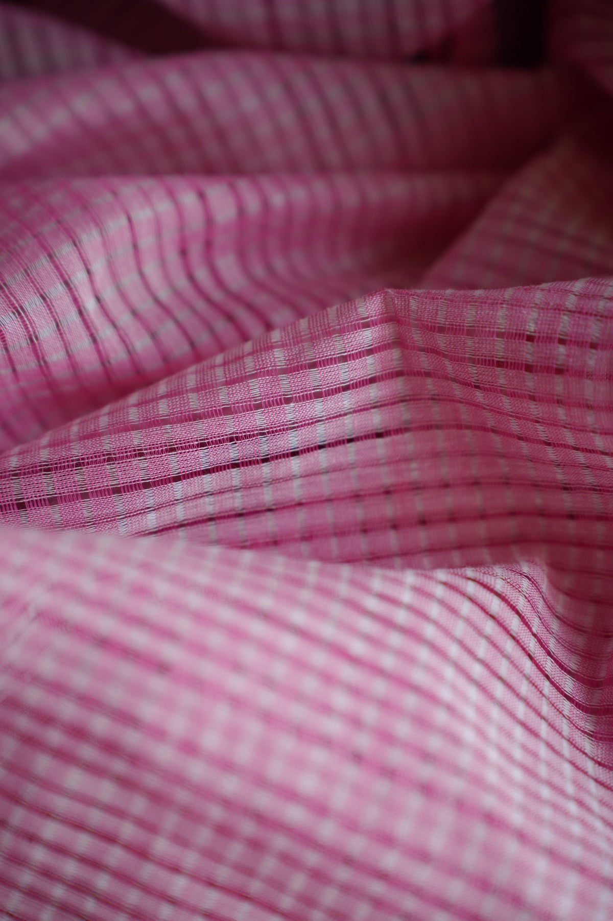 Baby Pink Plain Mangalagiri Cotton with Purple Border Saree