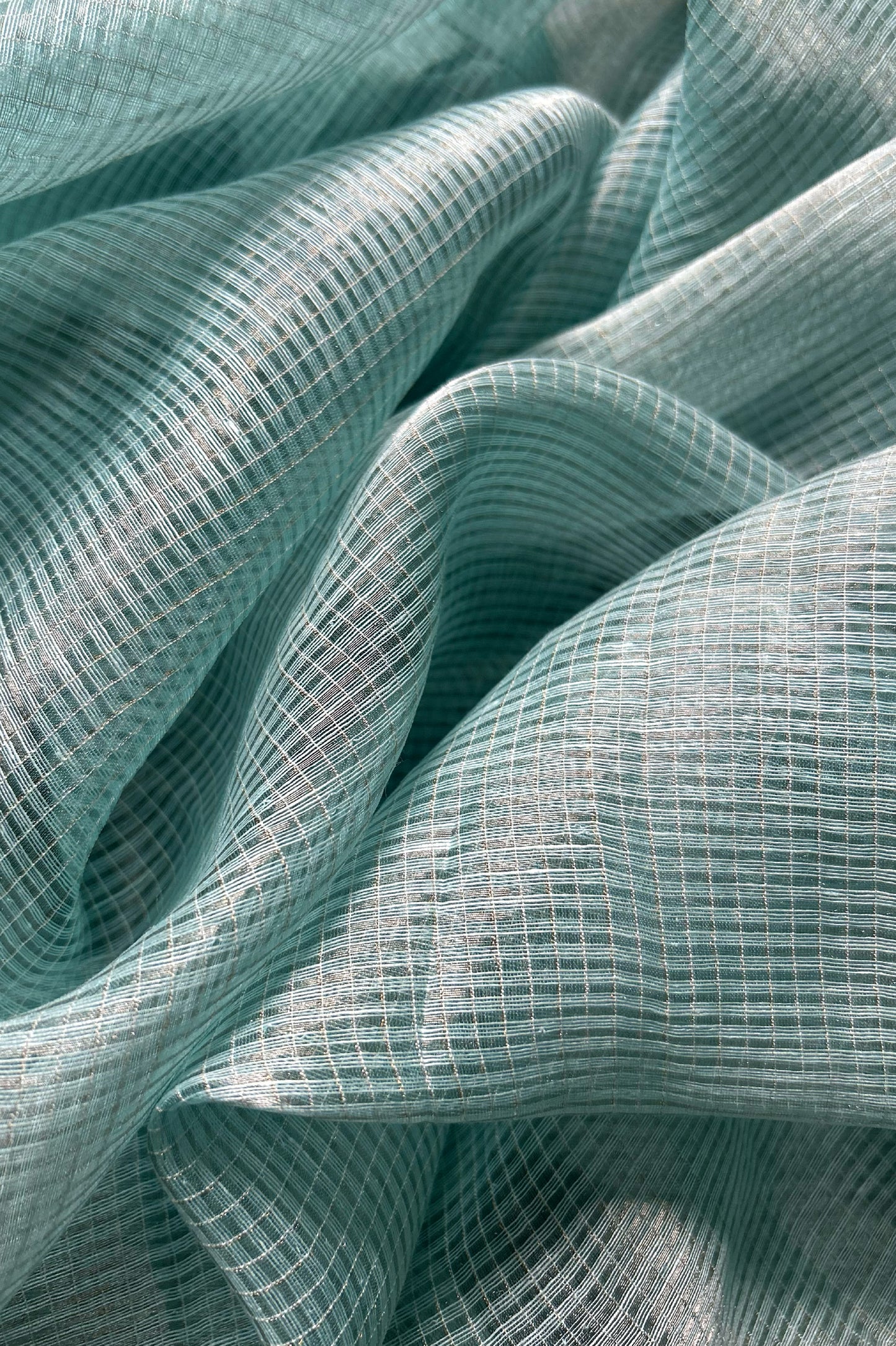 Aqua Blue Tissue Silk Cotton Saree