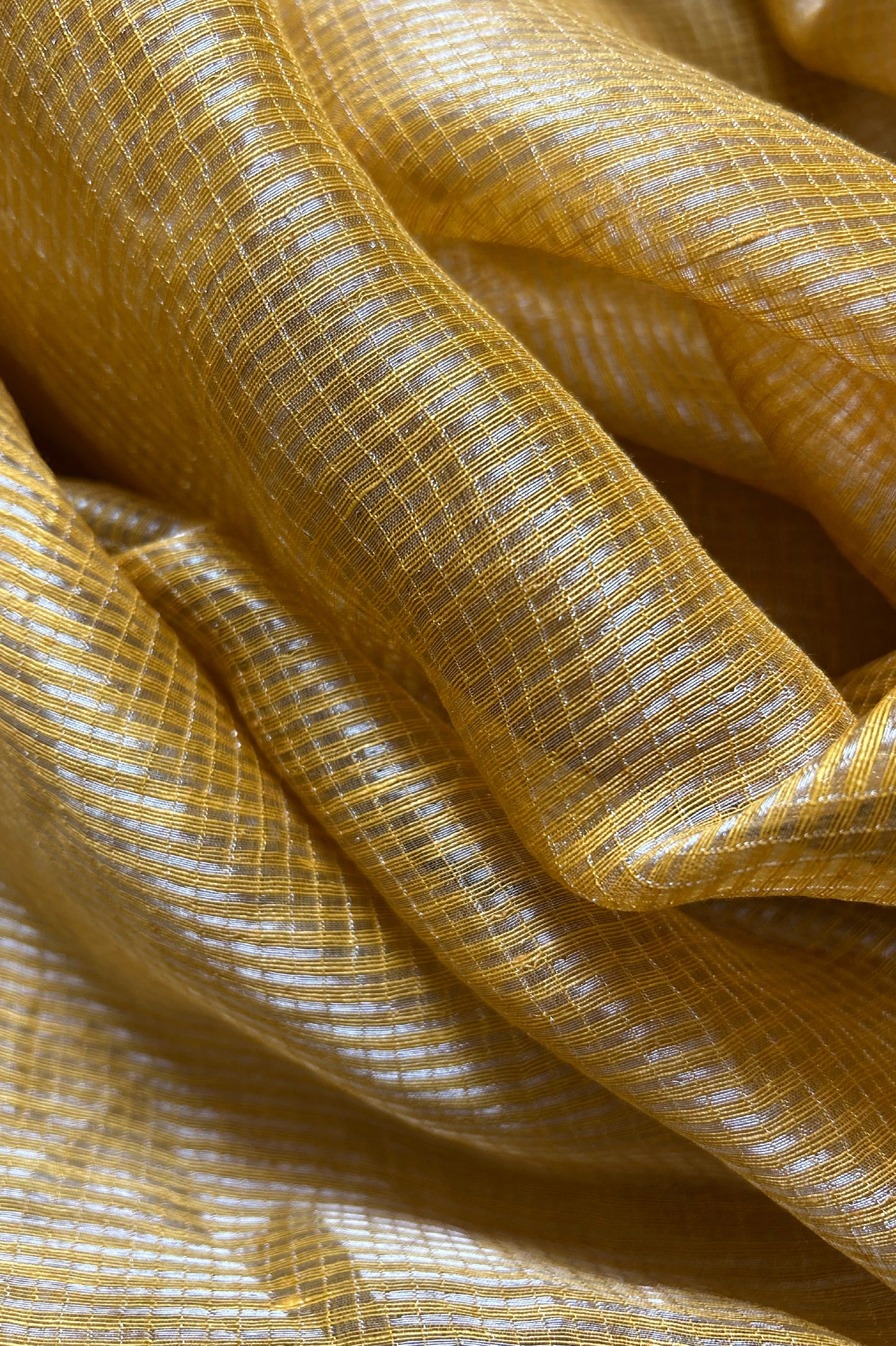 Marigold Yellow Tissue Silk Cotton Saree