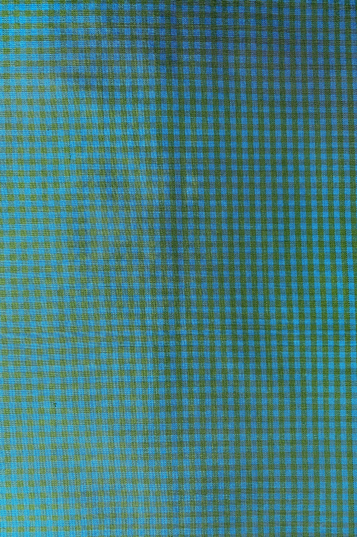 Sky Blue and Leaf Green Micro-check Handwoven Silk with Pink Pallu Saree