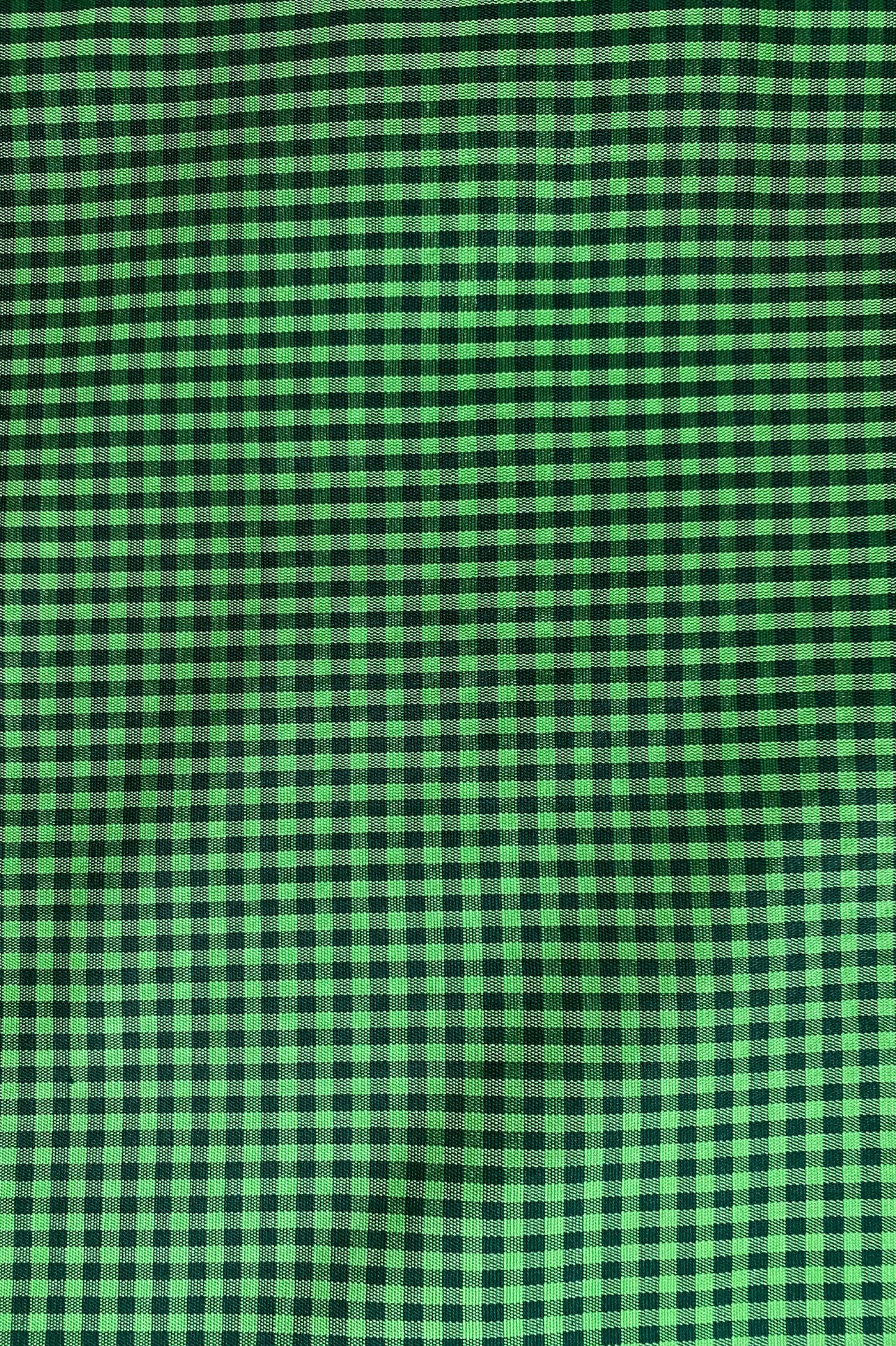 Deep Green & Parrot Green Micro-Check Handwoven Silk with Black Pallu