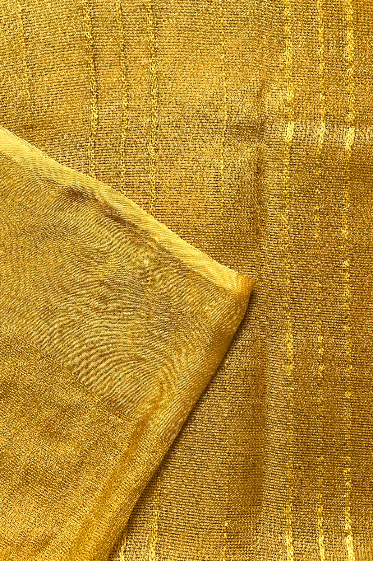Mustard Yellow Leno Silk Organza Saree