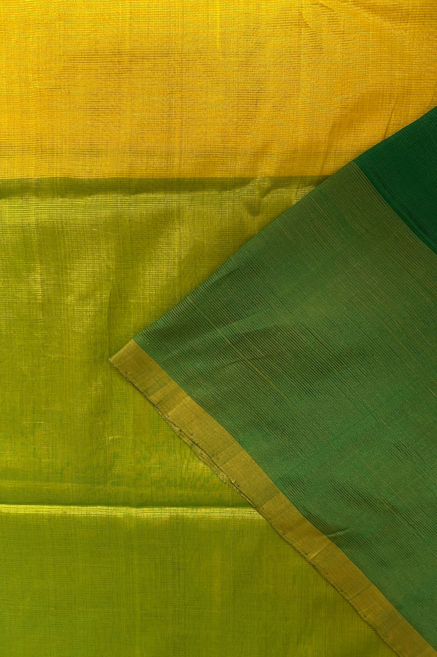Emerald, Leaf Green & Sunshine Yellow with Contrast Pallu Mangalagiri Silk Cotton Saree