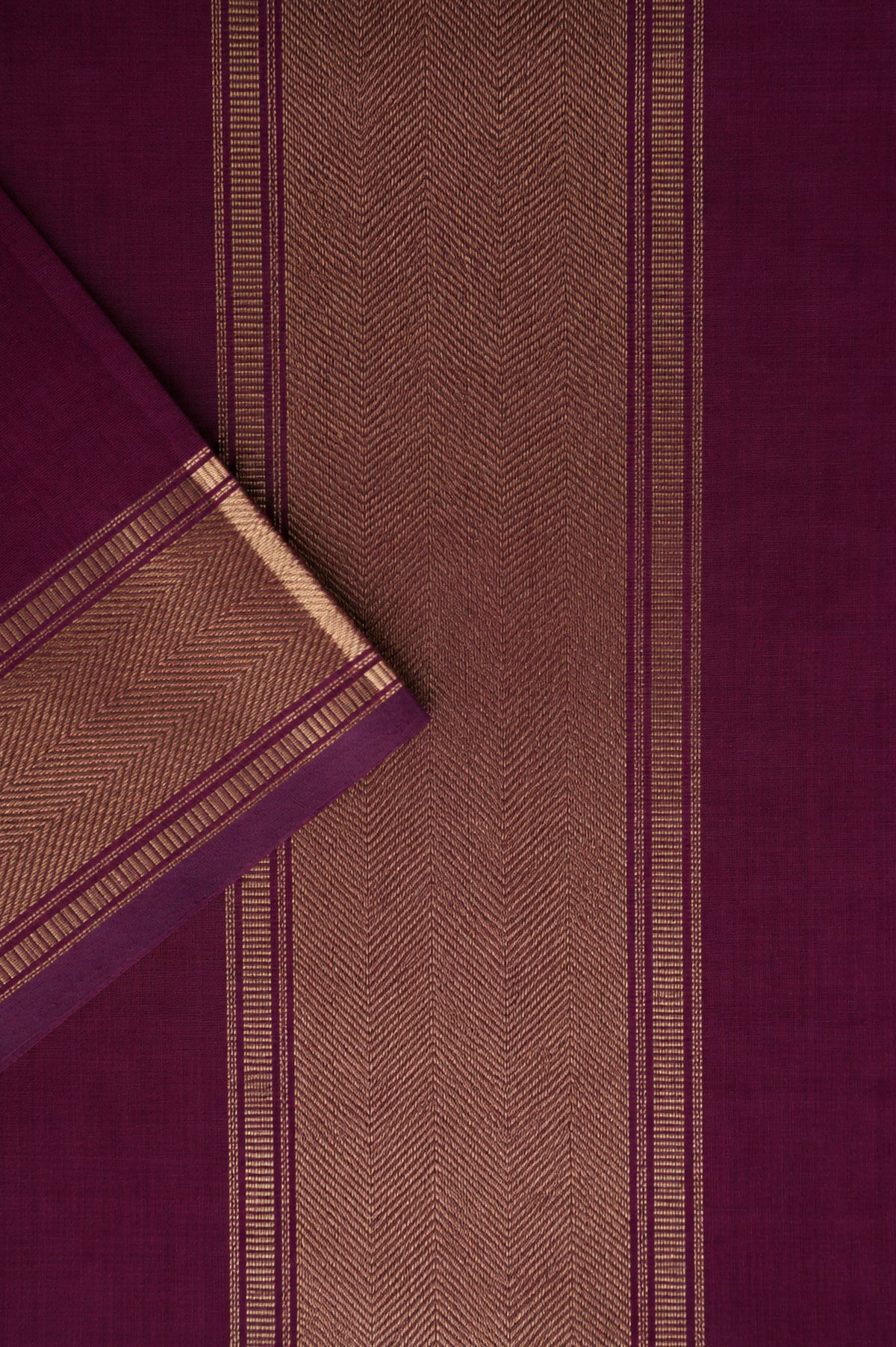 Maroon Kanchi Cotton With Gold Zari Border Saree