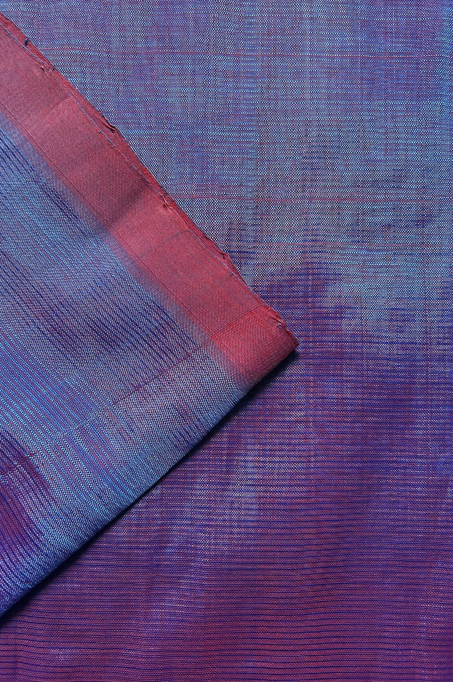 Peacock Blue and Rust Mangalgiri Silk Cotton Saree