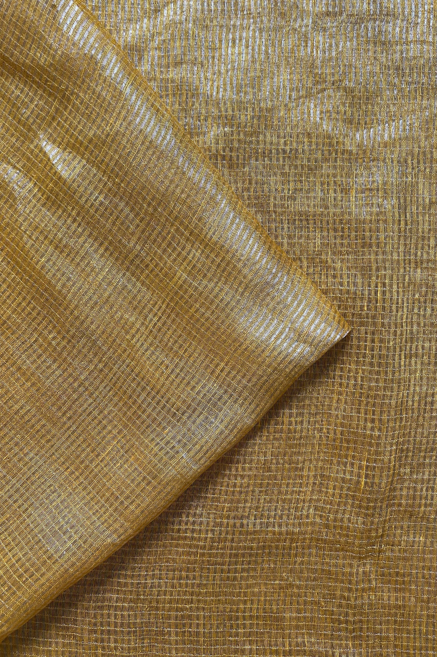 Marigold Yellow Tissue Silk Cotton Saree