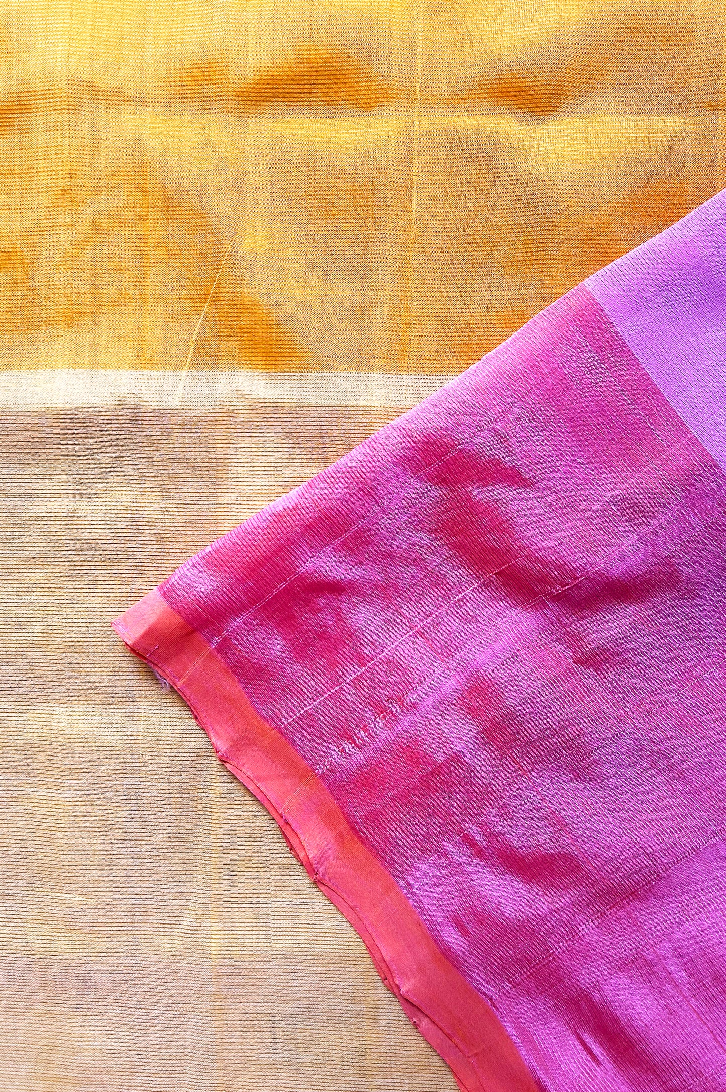 Rose Pink & Marigold Mangalagiri with Contrast Pallu Silk Cotton Saree