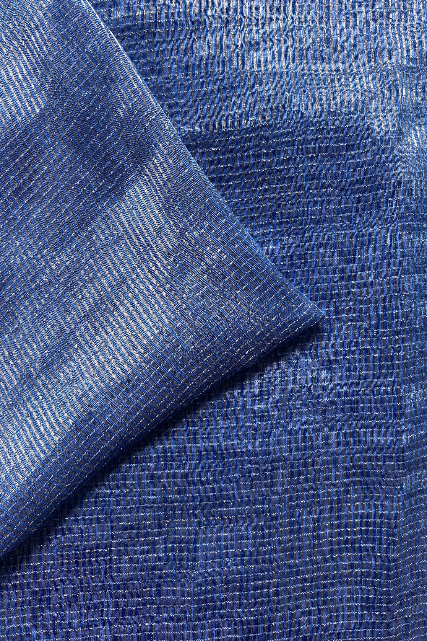 Cobalt Blue Tissue Silk Cotton Saree