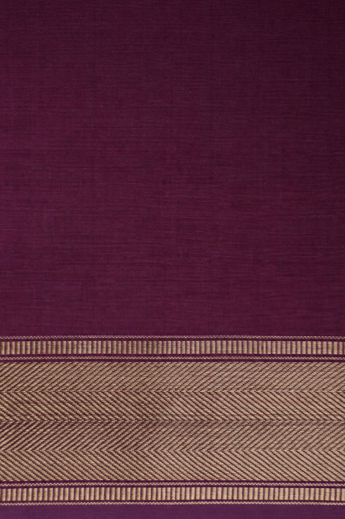 Maroon Kanchi Cotton With Gold Zari Border Saree