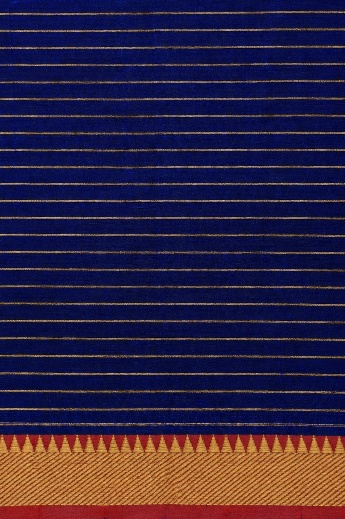 Royal Blue Mangalagiri Silk Cotton with Orange Zari Border Saree
