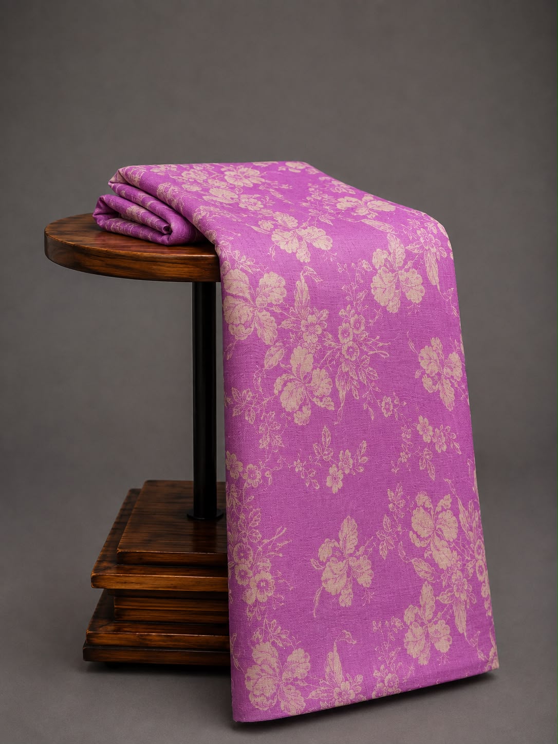 Rose Pink Floral Printed Chanderi Silk-Cotton