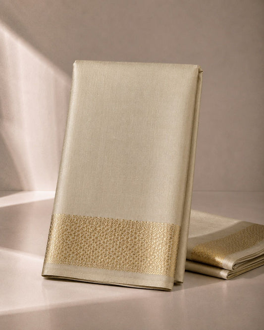 Beige Kanjivaram Silk Vesti with Golden Border