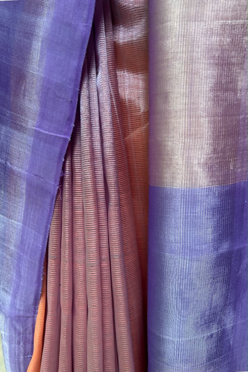 Blush Pink & Deep Lavender Mangalagiri Silk Cotton Saree