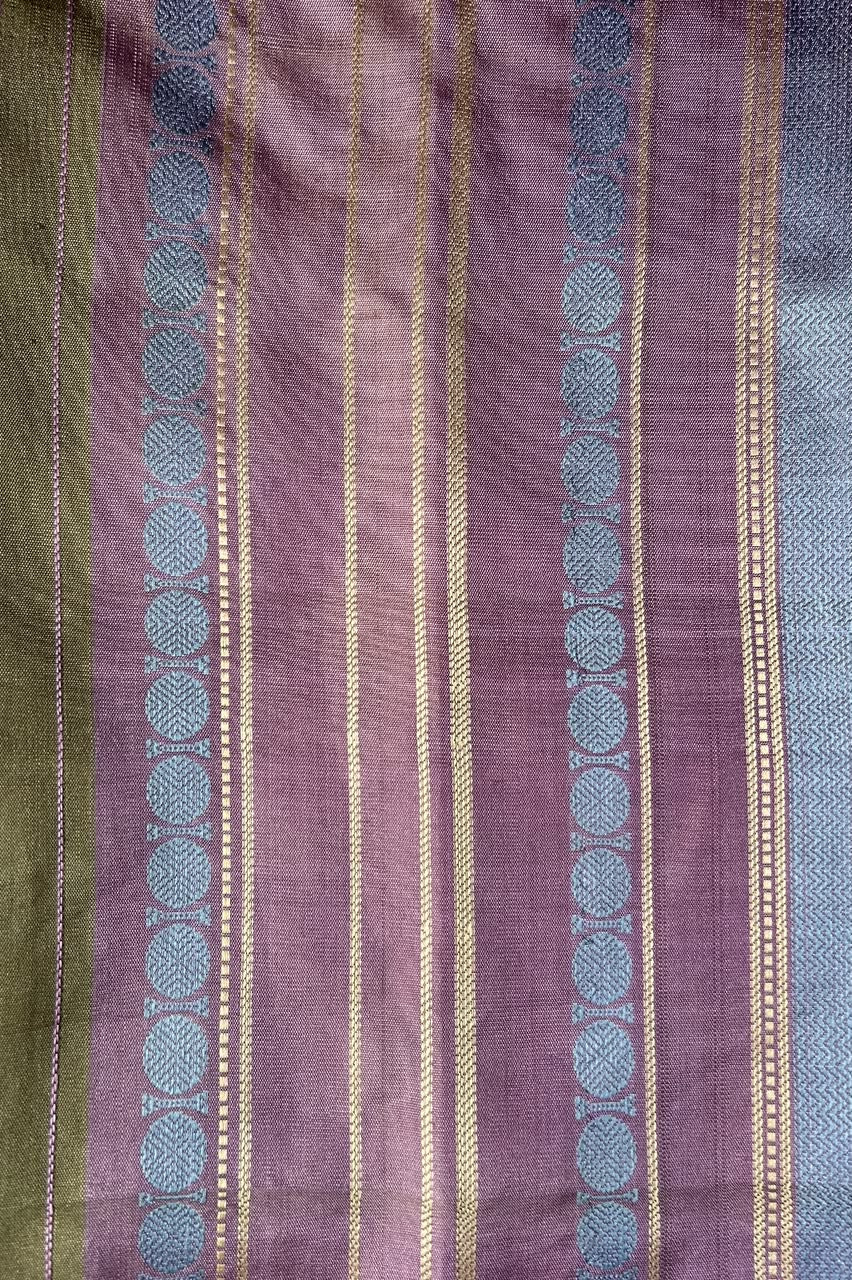 Blush Pink & Leaf Green Threadwork Pure Kanjivaram Silk Saree