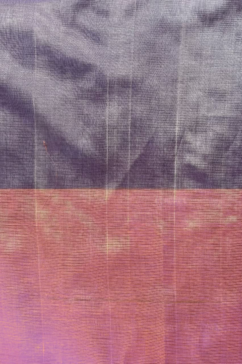 Blush Pink & Deep Lavender Mangalagiri Silk Cotton Saree