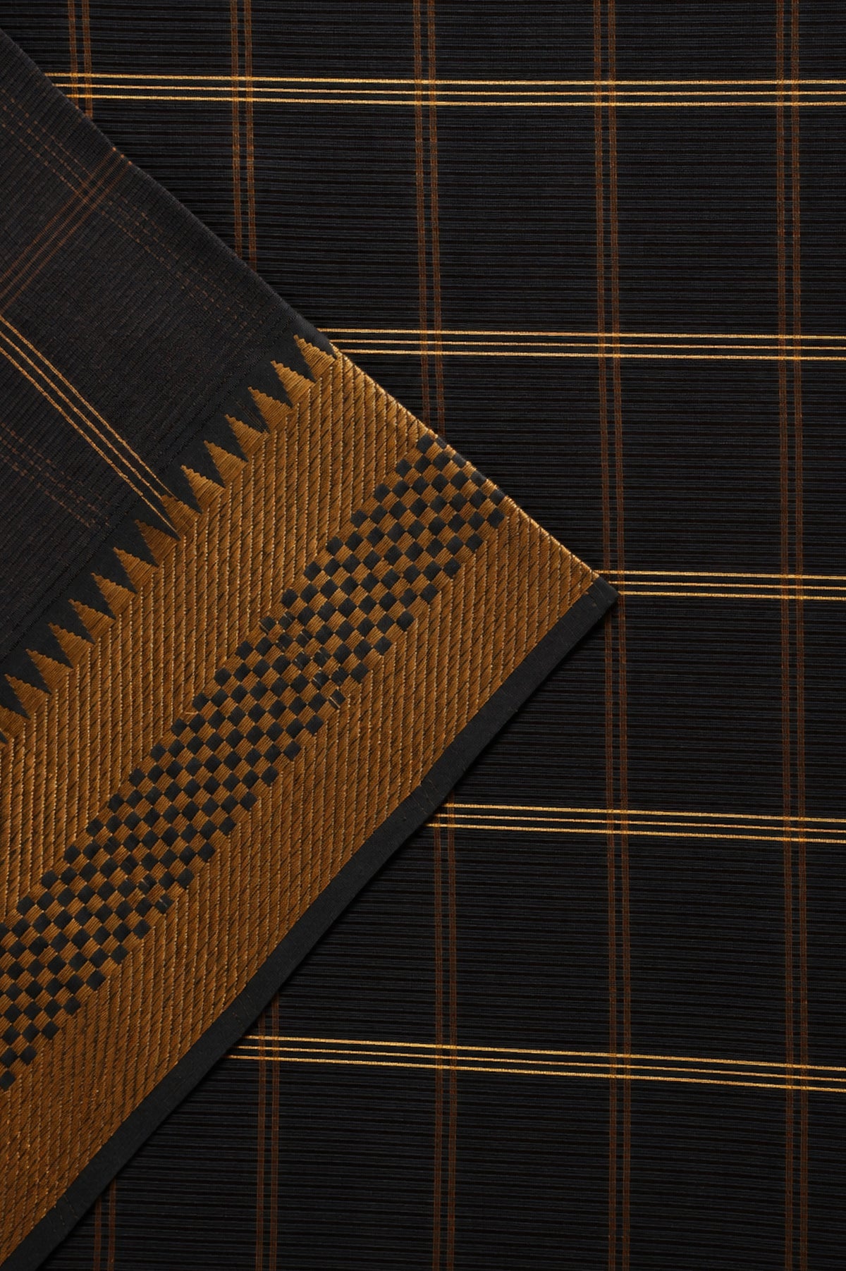 Deep Mud Brown Mangalagiri Silk Cotton with Copper Zari Border Saree