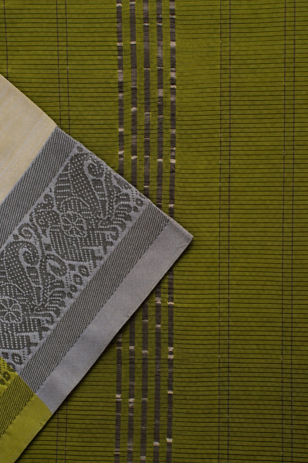 Lavender Grey Mangalagiri Silk Cotton with Silver Zari Border Saree