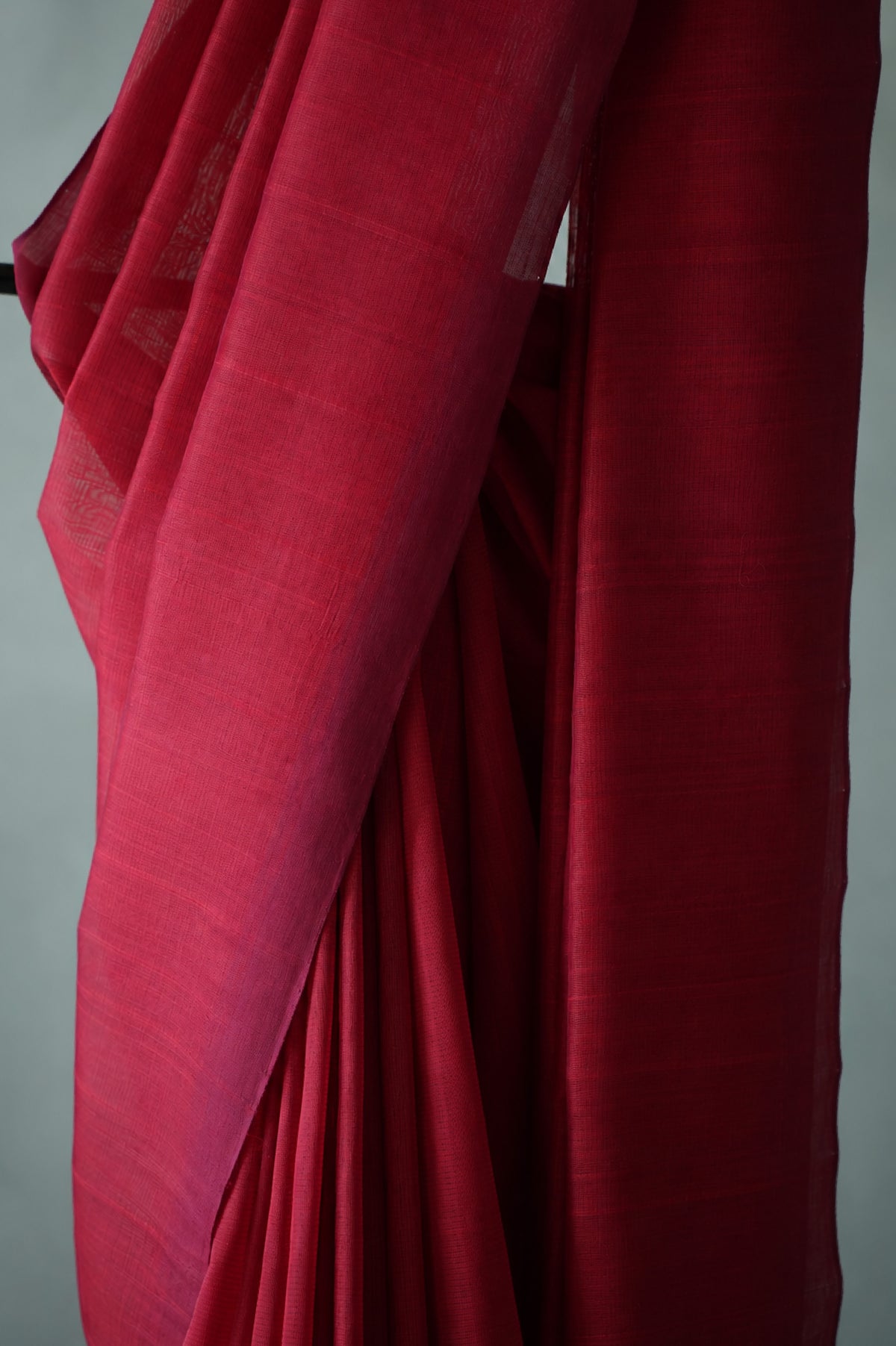 Dark Red Plain Mangalagiri Silk Cotton Saree