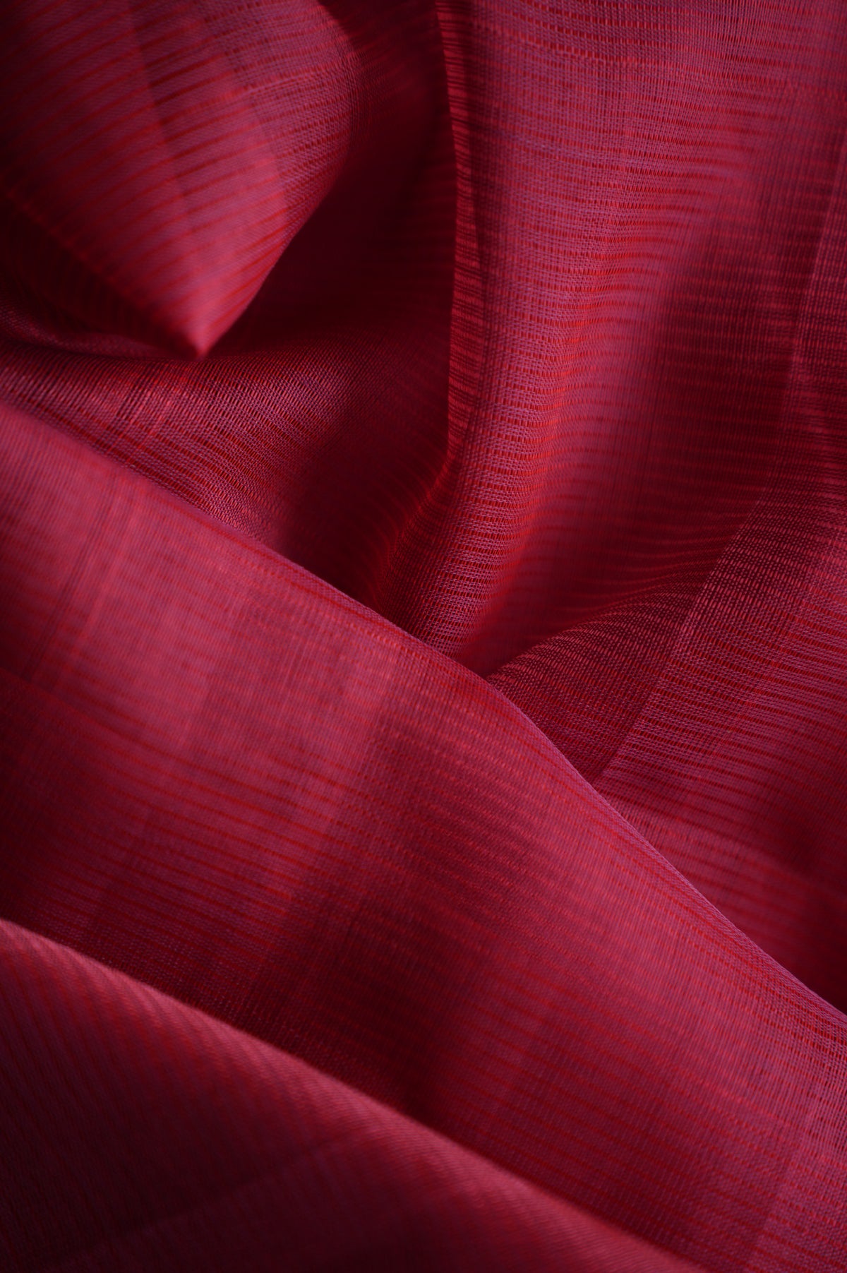 Dark Red Plain Mangalagiri Silk Cotton Saree