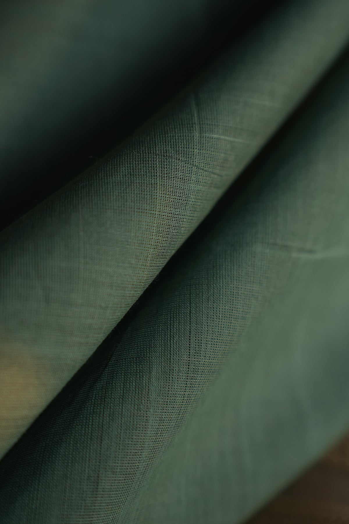 Deep Teal Green Kanchi Cotton with Beige and Gold Zari Border Saree