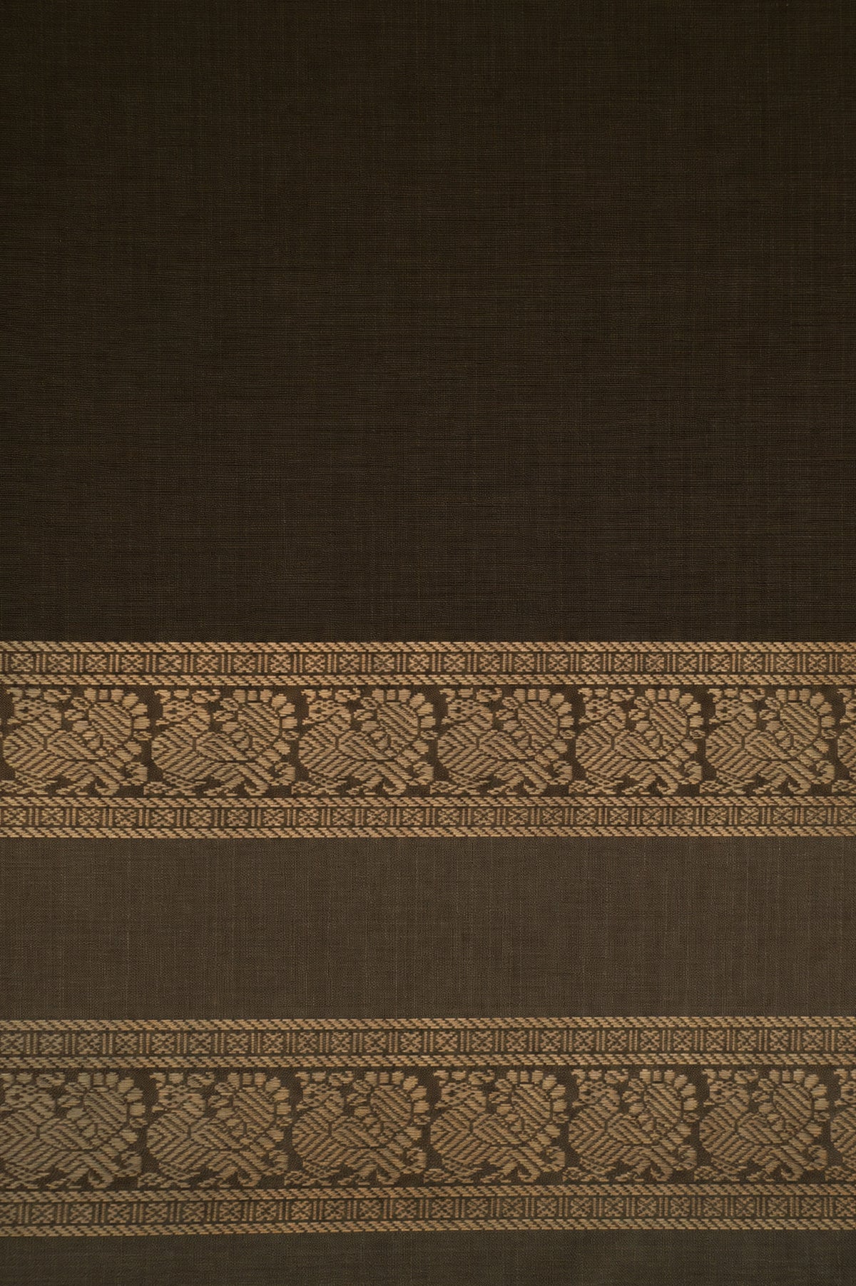 Deep Teal Green Kanchi Cotton with Beige and Gold Zari Border Saree