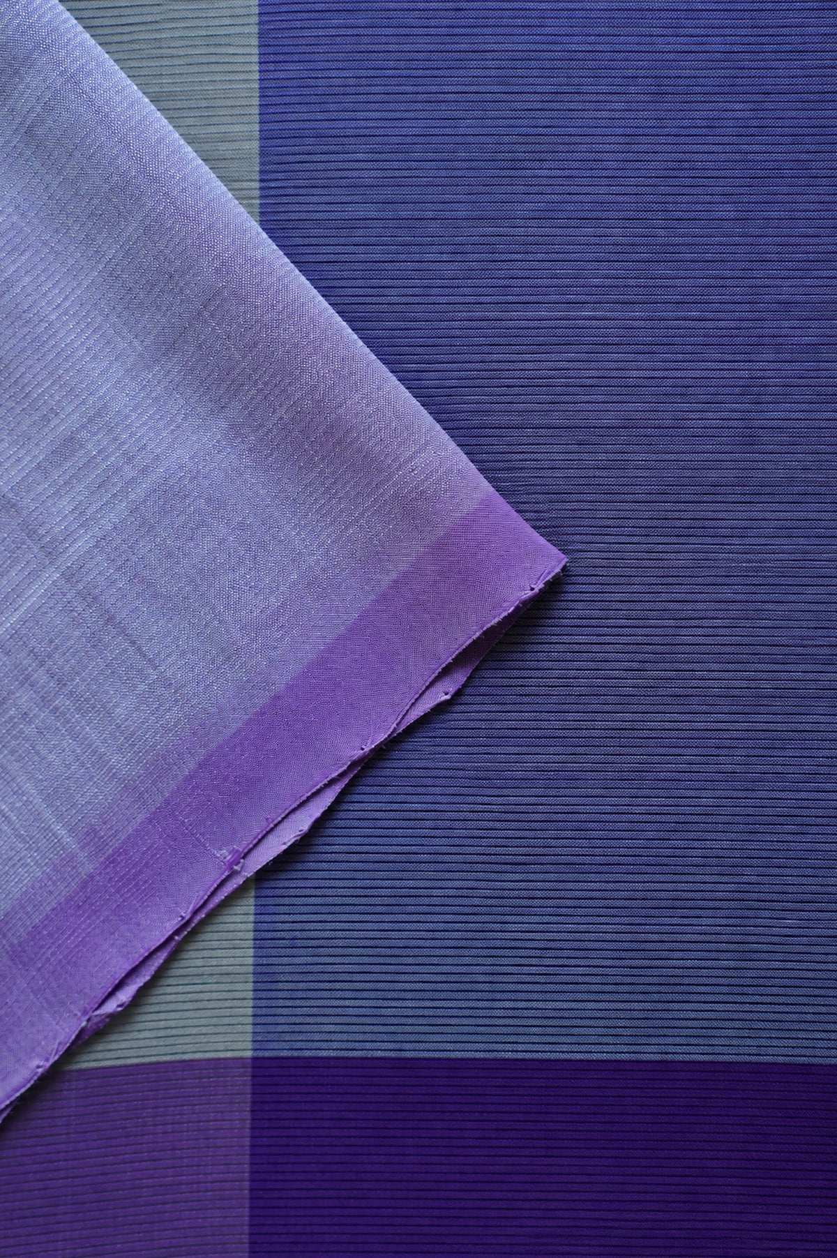 Silver Grey Mangalagiri Silk Cotton with Purple Border and Contrasting Purple Pallu